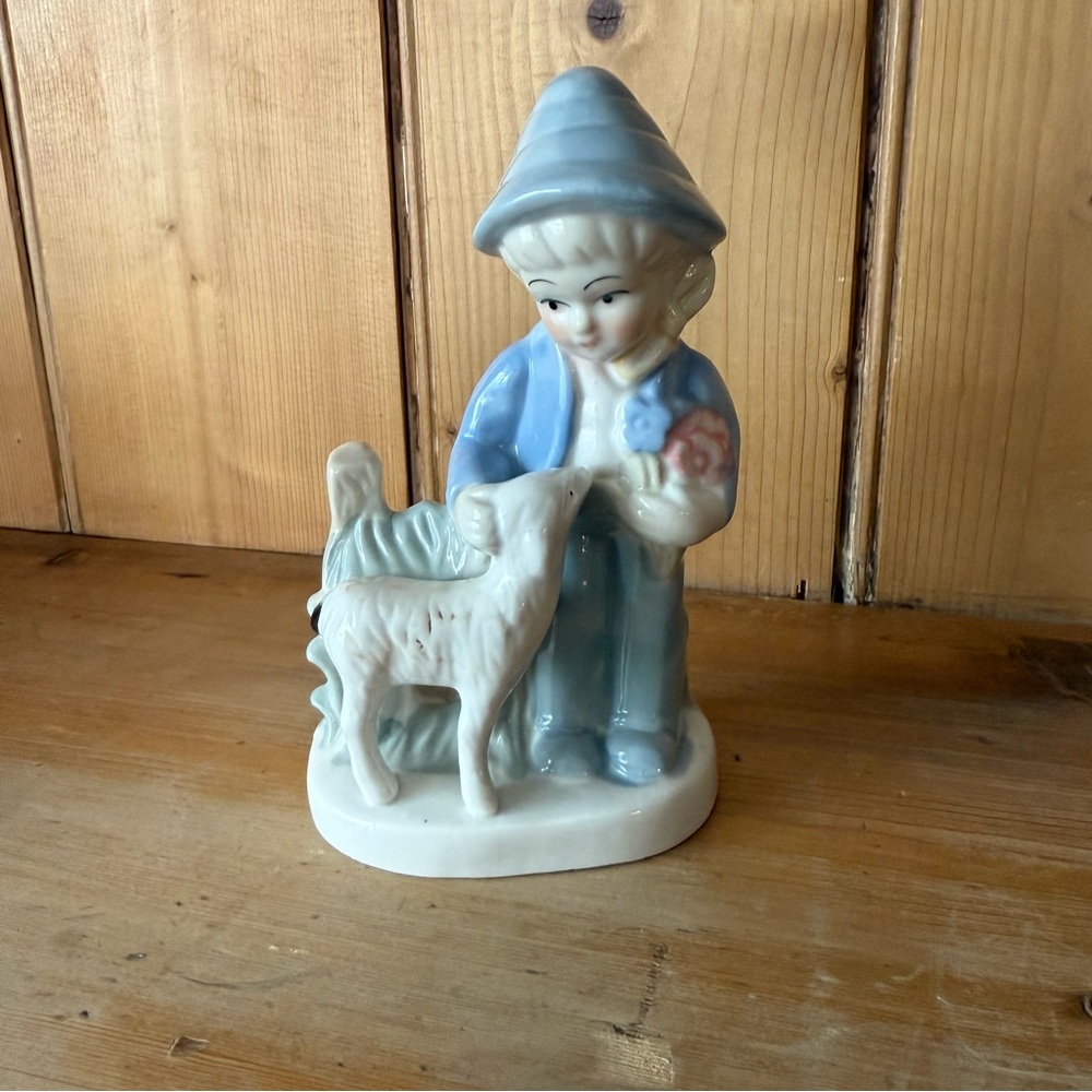 Vintage Porcelain Farm Girl and Dog